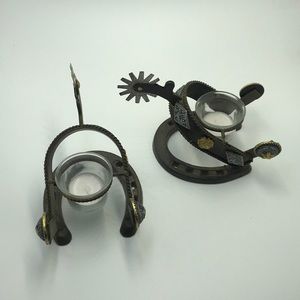 Spur horse shoe candle holders